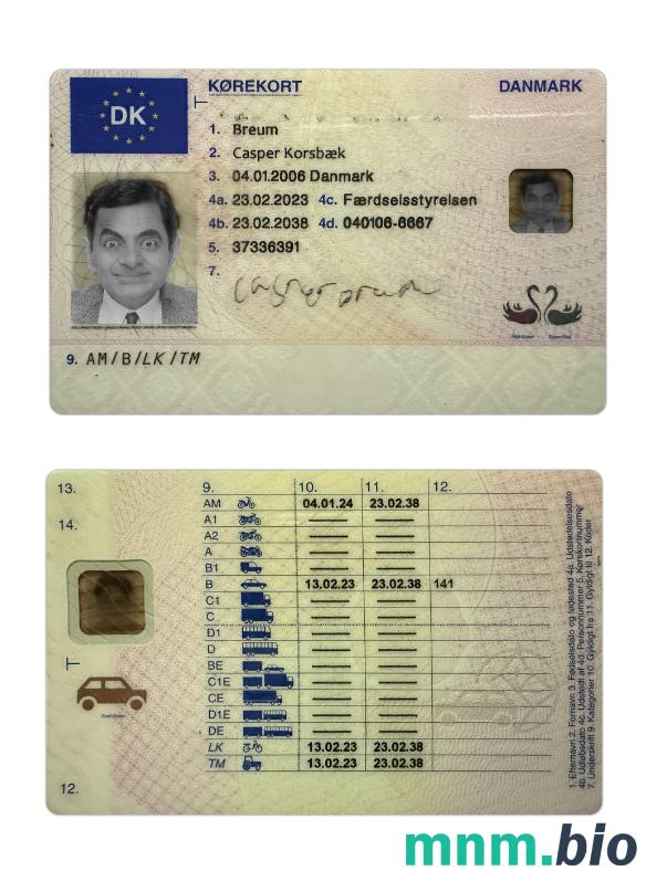 Dania prawo jazdy 2023-obecnie ze wszystkimi czcionkami